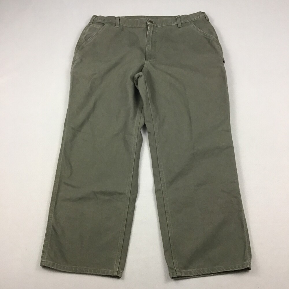 Carhartt Jeans Men 40 Green Soild Loose Pockets Fit Utility Workwear Cargo *